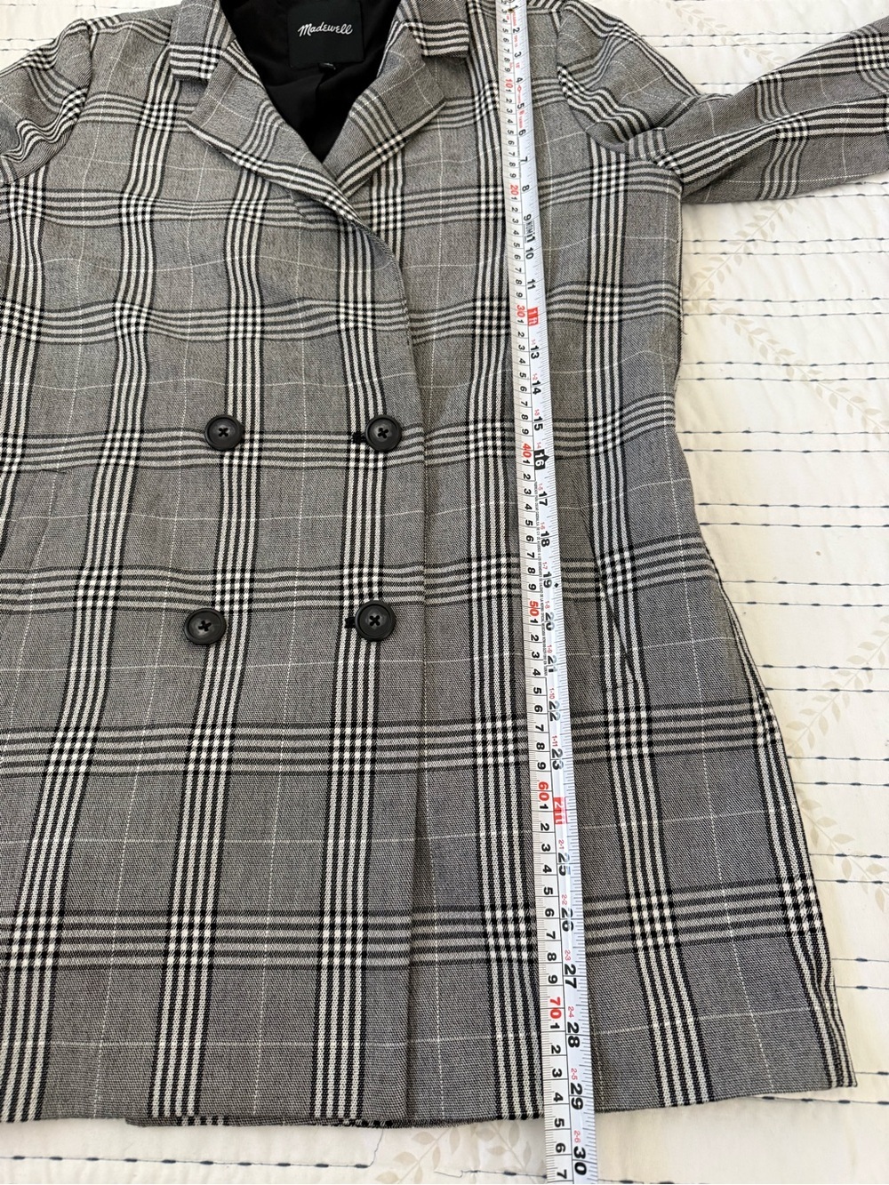 Madewell XS Gray Plaid Oversized Double Breasted Blazer Jacket NWOT Style - Picture 11 of 14